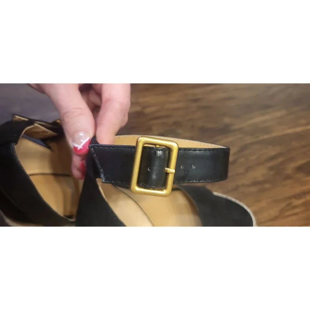 Banana Republic Black Suede Espadrille Wedge Sandals Sz 9 Minimalist Preppy